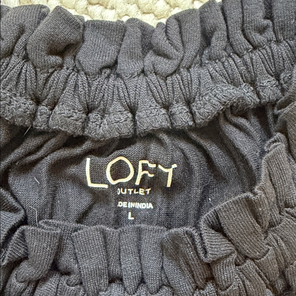 LOFT black Ruffled Top - Picture 2 of 3